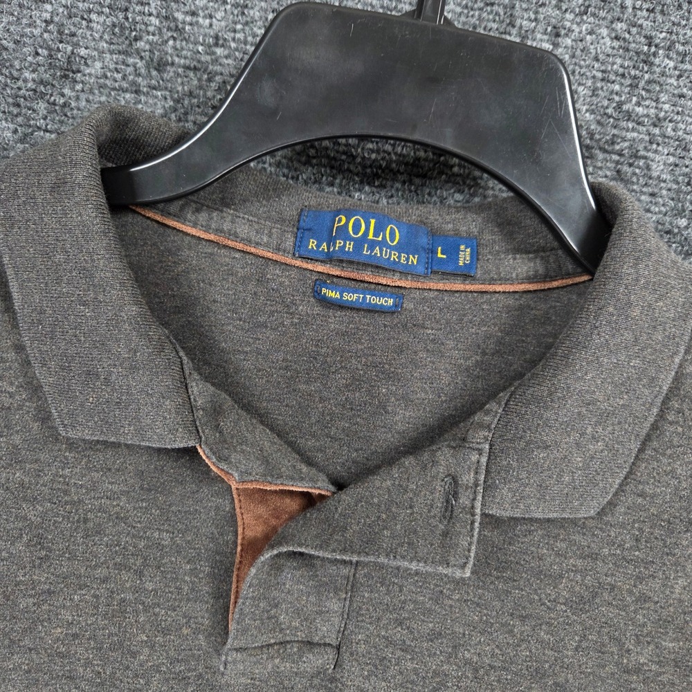 Polo Ralph Lauren Pima Cotton Polo Long Sleeve Shirt Men's Large Gray Cotton - Picture 6 of 11